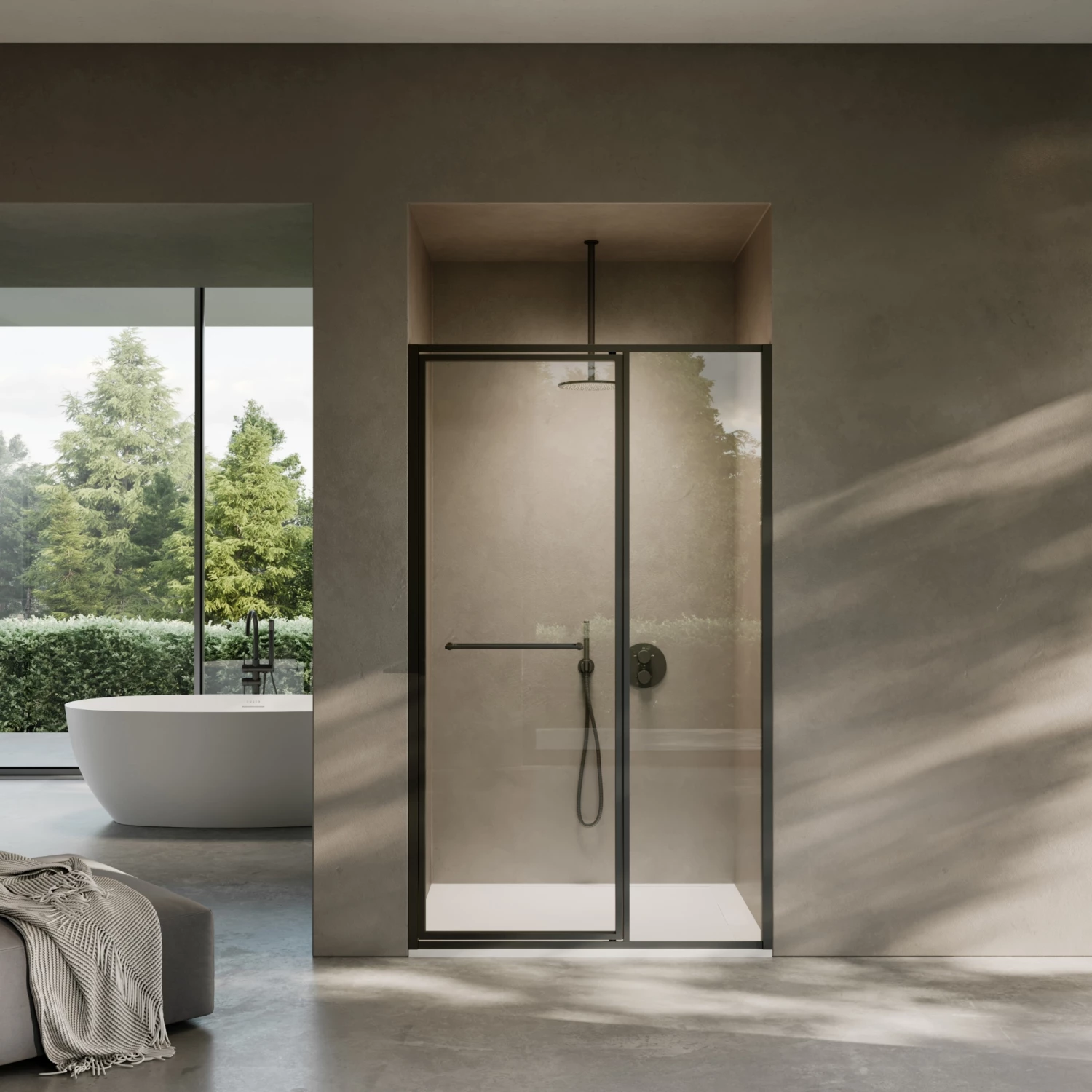 Nouveau Matte Black Hinged Shower Door & Screen (All Sizes) 4 Nouveau Matte Black Hinged Shower Door & Screen (All Sizes) - Image 2