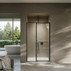 Nouveau Matte Black Hinged Shower Door & Screen (All Sizes) 11 Nouveau Matte Black Hinged Shower Door & Screen (All Sizes) -LUSSO STONE Sales nouveau matte black hinged shower door screen all sizes p6923 42971 zoom
