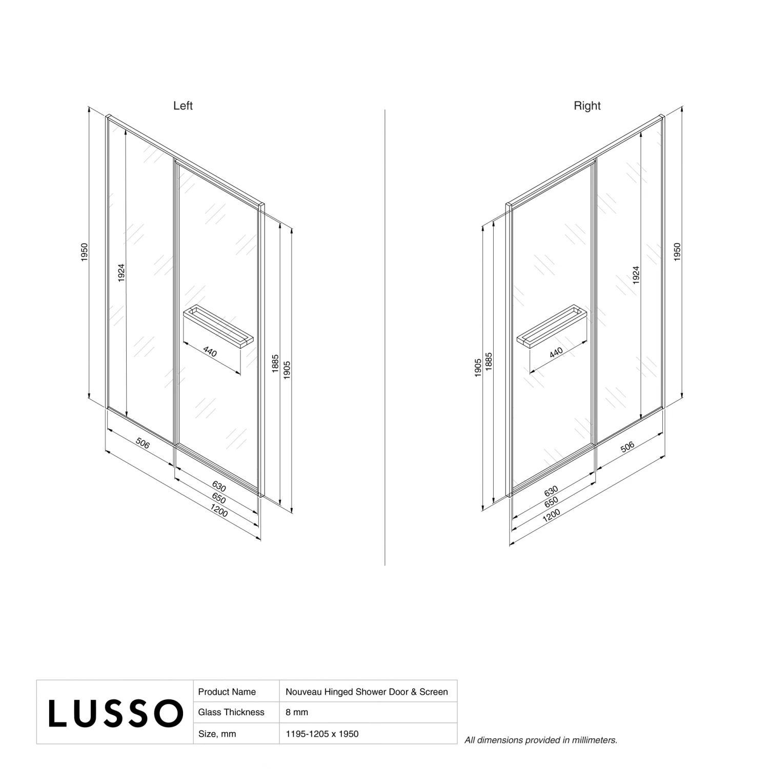 Nouveau Matte Black Hinged Shower Door & Screen (All Sizes) 8 Nouveau Matte Black Hinged Shower Door & Screen (All Sizes) - Image 6