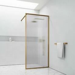 Opulence Reeded Glass Brushed Gold Shower Screen -LUSSO STONE Sales opulence reeded glass brushed gold shower screen p2889 34830 zoom