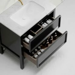 Pelham Bathroom Vanity Unit Black With Carrara Marble 800mm -LUSSO STONE Sales pelham bathroom vanity unit black with carrara marble 800mm p2219 12867 zoom