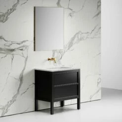 Pelham Bathroom Vanity Unit Black With Carrara Marble 800mm -LUSSO STONE Sales pelham bathroom vanity unit black with carrara marble 800mm p2219 12868 zoom