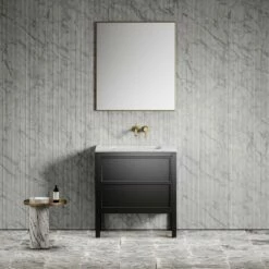 Pelham Bathroom Vanity Unit Black With Carrara Marble 800mm -LUSSO STONE Sales pelham bathroom vanity unit black with carrara marble 800mm p2219 18041 zoom