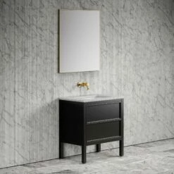 Pelham Bathroom Vanity Unit Black With Carrara Marble 800mm -LUSSO STONE Sales pelham bathroom vanity unit black with carrara marble 800mm p2219 18043 zoom