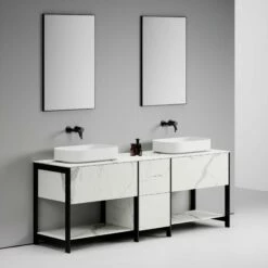 Porcelanato Bathroom Vanity Unit With Carrara Porcelain 2000mm -LUSSO STONE Sales porcelanato bathroom vanity unit with carrara porcelain 2000mm p2312 12874 zoom