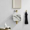 Porto Short Projection Wall Mounted Basin Tap (Brushed Gold & Arabescato Marble)