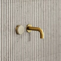 Porto Short Projection Wall Mounted Basin Tap (Brushed Gold & Crema Marfil Marble) -LUSSO STONE Sales porto short projection wall mounted basin tap brushed gold crema marfil marble p5858 35501 zoom