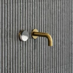 Porto Short Projection Wall Mounted Basin Tap (Brushed Gold & Panda Marble) -LUSSO STONE Sales porto short projection wall mounted basin tap brushed gold panda marble p5861 35510 zoom