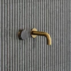 Porto Short Projection Wall Mounted Basin Tap (Brushed Gold & Pietra Grey Marble) -LUSSO STONE Sales porto short projection wall mounted basin tap brushed gold pietra grey marble p5859 35504 zoom