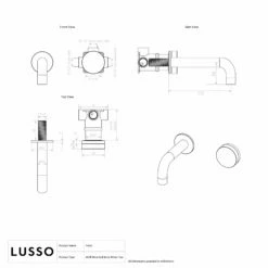 Porto Short Projection Wall Mounted Basin Tap (Brushed Gold & Pietra Grey Marble) -LUSSO STONE Sales porto short projection wall mounted basin tap brushed gold pietra grey marble p5859 35532 zoom
