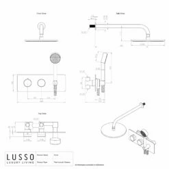 Porto Thermostatic Shower (Brushed Gold & Arabescato Marble) -LUSSO STONE Sales porto thermostatic shower brushed gold arabescato marble p3613 22518 zoom