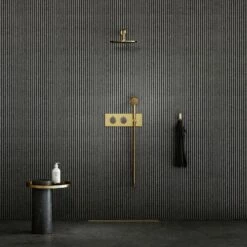 Porto Thermostatic Shower (Brushed Gold & Pietra Grey Marble)