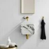 Porto Wall Mounted Basin Mixer Tap (Brushed Gold & Arabescato Marble) 2 Porto Wall Mounted Basin Mixer Tap (Brushed Gold & Arabescato Marble) -LUSSO STONE Sales porto wall mounted basin mixer tap brushed gold arabescato marble p3601 22085 zoom