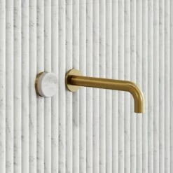 Porto Wall Mounted Basin Mixer Tap (Brushed Gold & Carrara Marble) -LUSSO STONE Sales porto wall mounted basin mixer tap brushed gold carrara marble p4942 26707 image