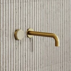 Porto Wall Mounted Basin Mixer Tap (Brushed Gold & Crema Marfil Marble) -LUSSO STONE Sales porto wall mounted basin mixer tap brushed gold crema marfil marble p3605 22101 zoom