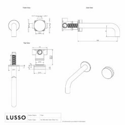 Porto Wall Mounted Basin Mixer Tap (Brushed Gold & Crema Marfil Marble) -LUSSO STONE Sales porto wall mounted basin mixer tap brushed gold crema marfil marble p3605 35823 zoom