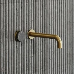 Porto Wall Mounted Basin Mixer Tap (Brushed Gold & Pietra Grey Marble) -LUSSO STONE Sales porto wall mounted basin mixer tap brushed gold pietra grey marble p3606 22102 zoom