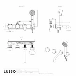 Porto Wall Mounted Bath Filler (Brushed Gold & Arabescato Marble) -LUSSO STONE Sales porto wall mounted bath filler brushed gold arabescato marble p4943 35801 zoom