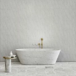 Porto Wall Mounted Bath Filler (Brushed Gold & Carrara Marble) -LUSSO STONE Sales porto wall mounted bath filler brushed gold carrara marble p4933 26662 image
