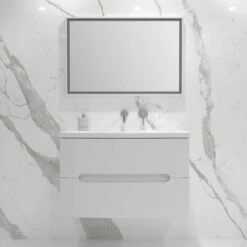 Puro Vanity Unit With Stone Basin (Gloss White 900mm)
