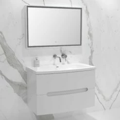 Puro Vanity Unit With Stone Basin (Gloss White 900mm) -LUSSO STONE Sales puro vanity unit with stone basin gloss white 900mm p2333 12723 zoom