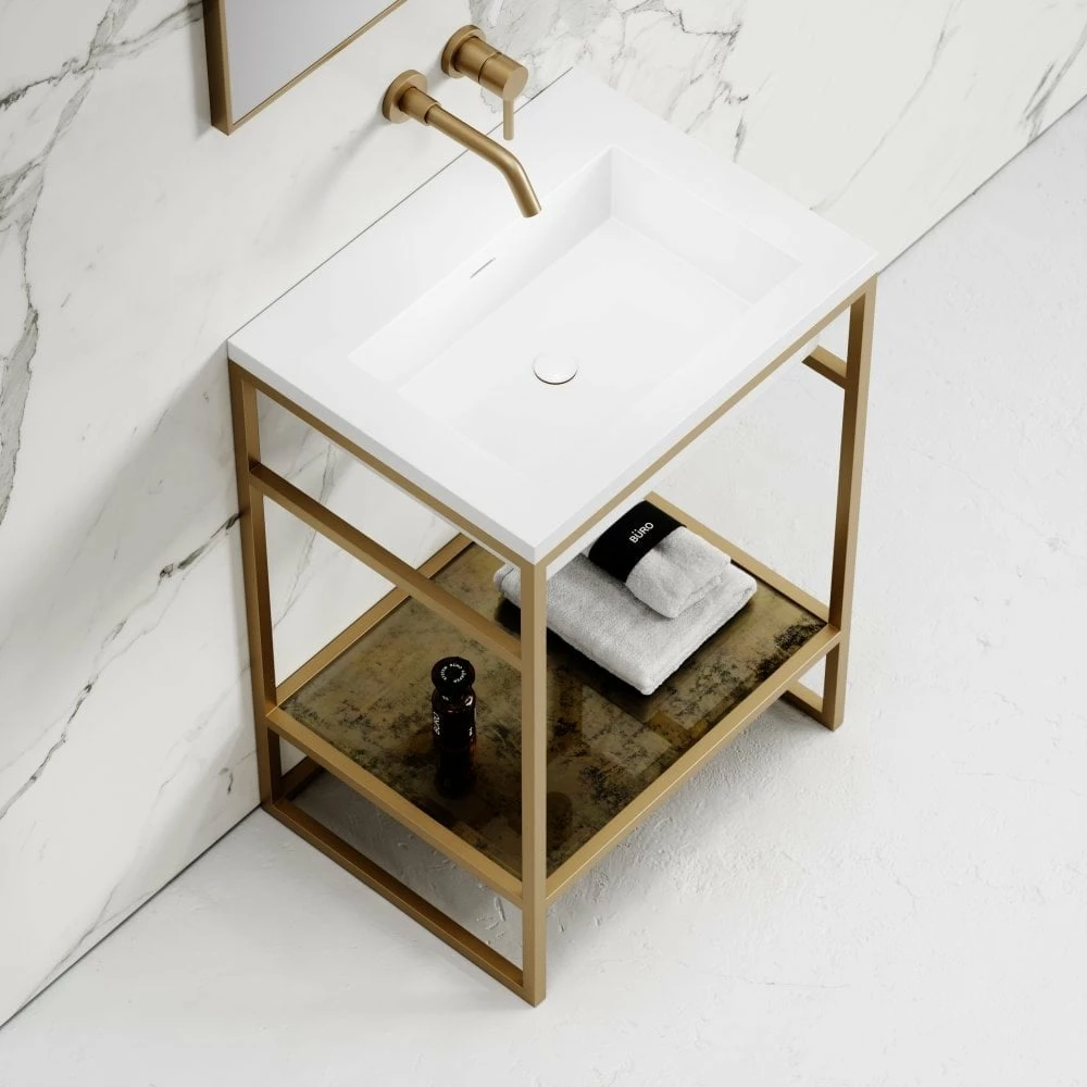 Signature Vanity Unit With Stone Basin (Brushed Gold Frame 600mm) 4 Signature Vanity Unit With Stone Basin (Brushed Gold Frame 600mm) - Image 2