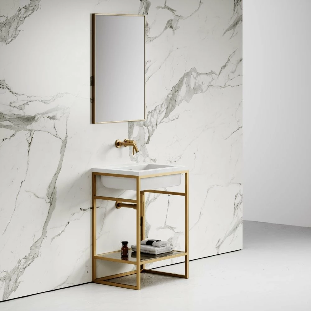 Signature Vanity Unit With Stone Basin (Brushed Gold Frame 600mm) 5 Signature Vanity Unit With Stone Basin (Brushed Gold Frame 600mm) - Image 3