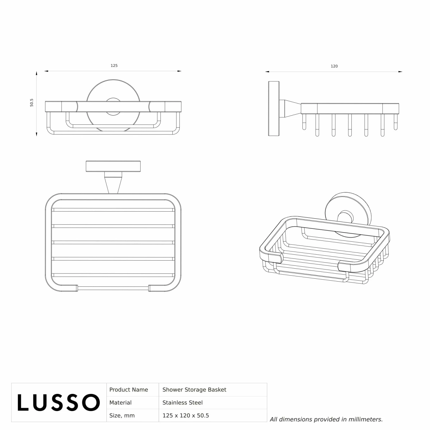 Small Shower Basket Brushed Gold 7 Small Shower Basket Brushed Gold - Image 5