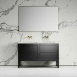 Stratford Bathroom Vanity Unit Black With Carrara Marble 1400mm