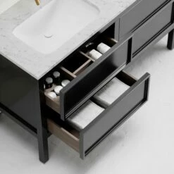 Stratford Bathroom Vanity Unit Black With Carrara Marble 1400mm 11 Stratford Bathroom Vanity Unit Black With Carrara Marble 1400mm -LUSSO STONE Sales stratford bathroom vanity unit black with carrara marble 1400mm p2222 12870 zoom