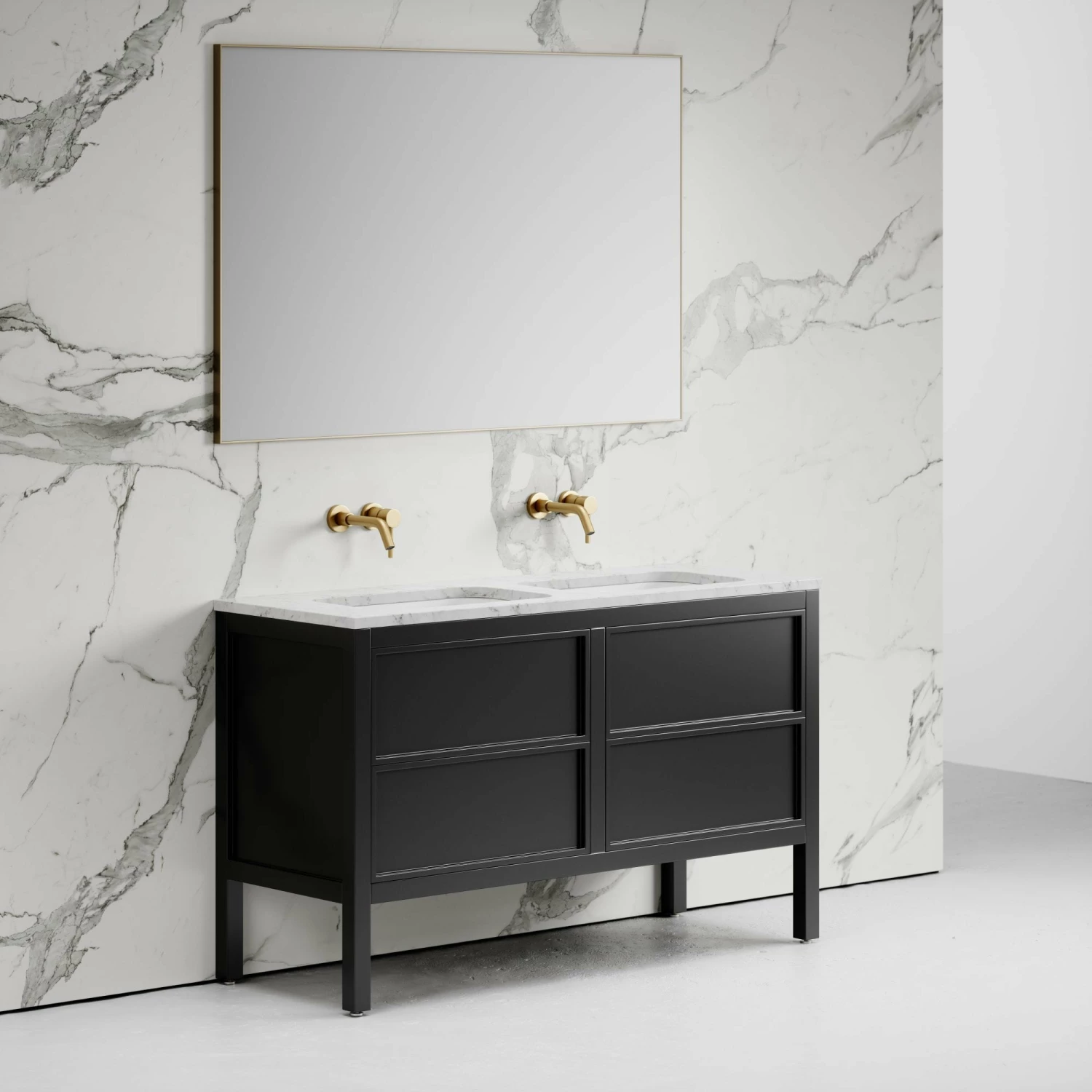 Stratford Bathroom Vanity Unit Black With Carrara Marble 1400mm 7 Stratford Bathroom Vanity Unit Black With Carrara Marble 1400mm - Image 5