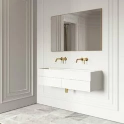 Thinn Double Vanity Unit With Stone Basin (Matte White 1200mm) -LUSSO STONE Sales thinn double vanity unit with stone basin matte white 1200mm p2015 26044 zoom