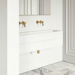 Thinn Double Vanity Unit With Stone Basin (Matte White 1200mm) -LUSSO STONE Sales thinn double vanity unit with stone basin matte white 1200mm p2015 26045 zoom