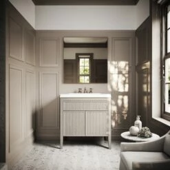 Tiffany Velvet Beige Wood Grain Vanity Unit 800mm