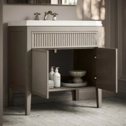 Tiffany Velvet Beige Wood Grain Vanity Unit 800mm -LUSSO STONE Sales tiffany velvet beige wood grain vanity unit 800mm p6607 43829 zoom