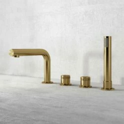 Urban Brushed Gold Deck Mounted Bath Shower Mixer Tap -LUSSO STONE Sales urban brushed gold deck mounted bath shower mixer tap p6146 37458 zoom