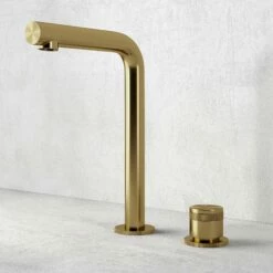 Urban Brushed Gold Tall Deck Mounted Basin Mixer Tap
