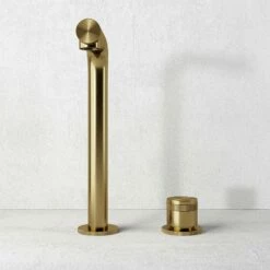 Urban Brushed Gold Tall Deck Mounted Basin Mixer Tap -LUSSO STONE Sales urban brushed gold tall deck mounted basin mixer tap p6143 37290 zoom