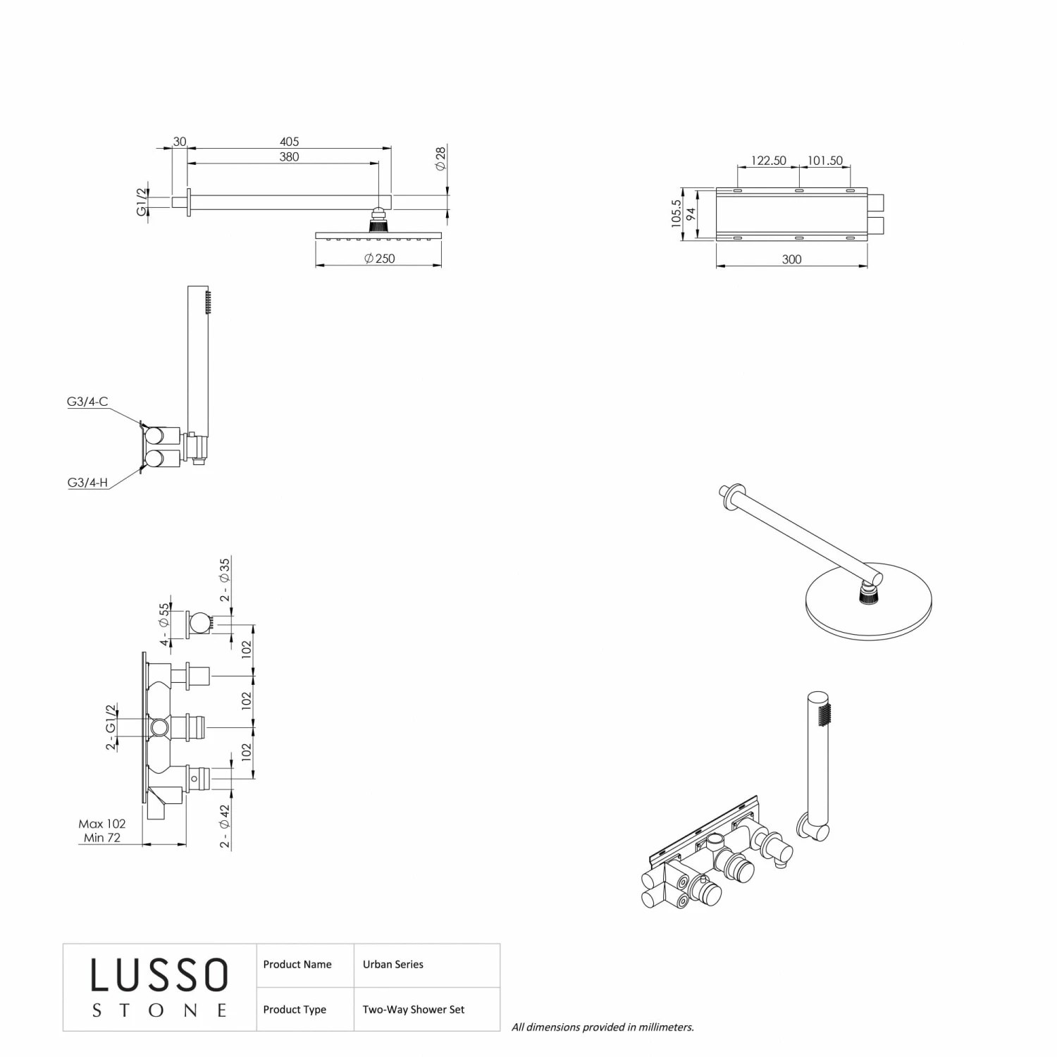 Urban Gunmetal Thermostatic Shower With Handheld Shower 6 Urban Gunmetal Thermostatic Shower With Handheld Shower - Image 4