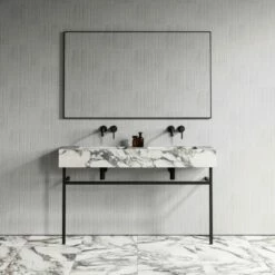 Vernante Vanity Unit With Arabescato Marble Basin 1400mm