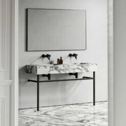 Vernante Vanity Unit With Arabescato Marble Basin 1400mm -LUSSO STONE Sales vernante vanity unit with arabescato marble basin 1400mm p5041 27691 image