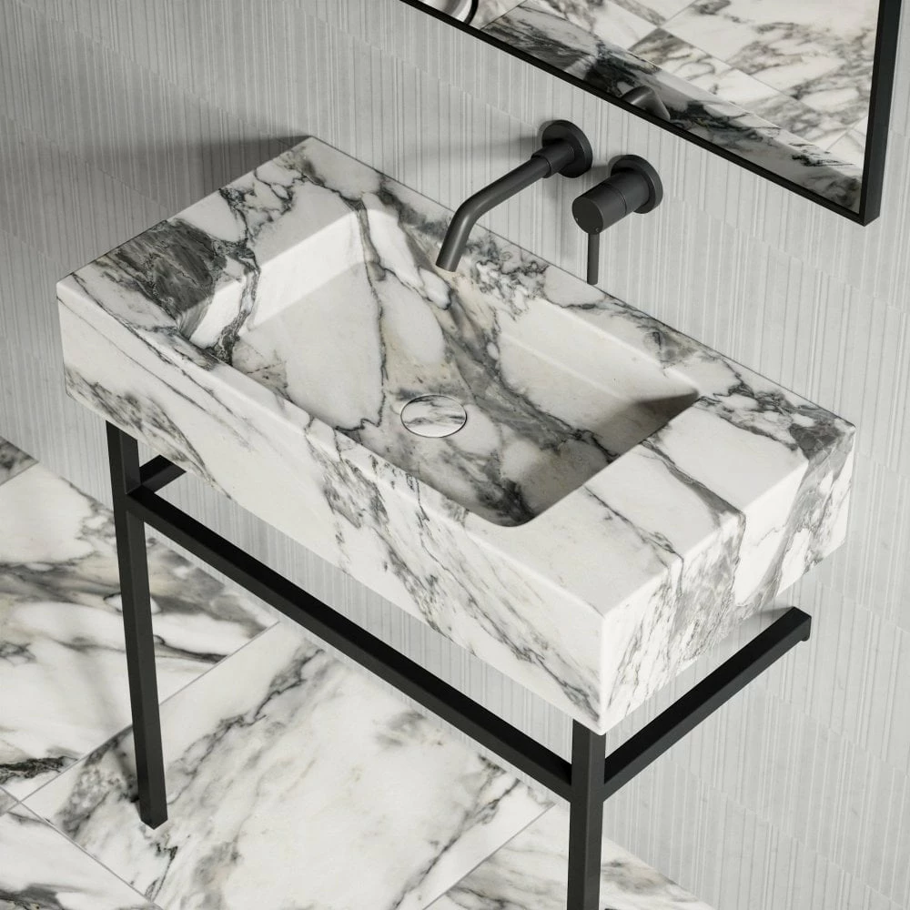 Vernante Vanity Unit With Arabescato Marble Basin 800mm 4 Vernante Vanity Unit With Arabescato Marble Basin 800mm - Image 2