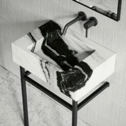 Vernante Vanity Unit With Panda Marble Basin 600mm -LUSSO STONE Sales vernante vanity unit with panda marble basin 600mm p4936 26682 image