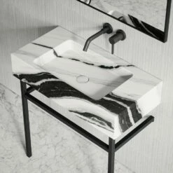 Vernante Vanity Unit With Panda Marble Basin 800mm -LUSSO STONE Sales vernante vanity unit with panda marble basin 800mm p5034 27659 image