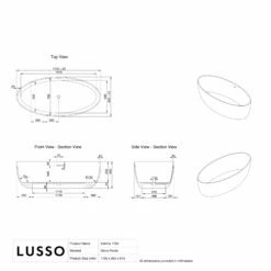 Vetrina Black Freestanding Stone Bath 1700mm -LUSSO STONE Sales vetrina black freestanding stone bath 1700mm p982 41632 zoom