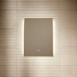 Vision Brushed Gold Mirror With Natural White LED Light And Demister 600mm -LUSSO STONE Sales vision brushed gold mirror with natural white led light and demister 600mm p6487 40654 zoom