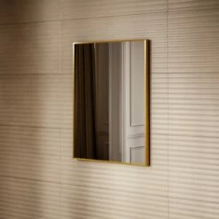 Vision Brushed Gold Mirror With Natural White LED Light And Demister 600mm -LUSSO STONE Sales vision brushed gold mirror with natural white led light and demister 600mm p6487 40655 zoom