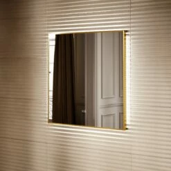 Vision Brushed Gold Mirror With Natural White LED Light And Demister 800mm