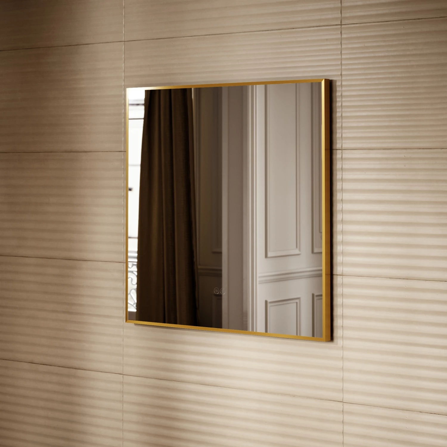 Vision Brushed Gold Mirror With Natural White LED Light And Demister 800mm 5 Vision Brushed Gold Mirror With Natural White LED Light And Demister 800mm - Image 3