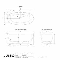 Vivere Freestanding Forged Carbon Fibre Bath 1700mm -LUSSO STONE Sales vivere freestanding forged carbon fibre bath 1700mm p6033 41755 zoom